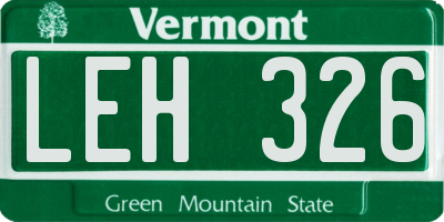 VT license plate LEH326