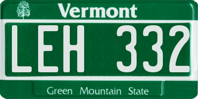 VT license plate LEH332