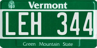 VT license plate LEH344