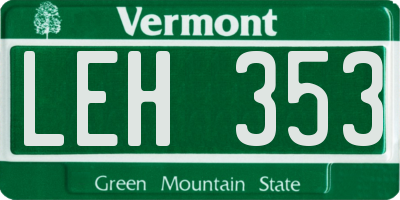 VT license plate LEH353