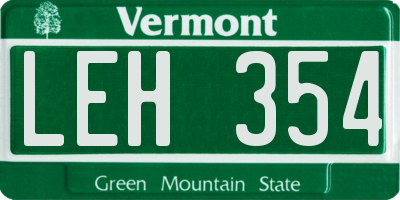 VT license plate LEH354