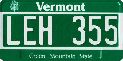 VT license plate LEH355
