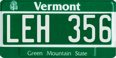 VT license plate LEH356