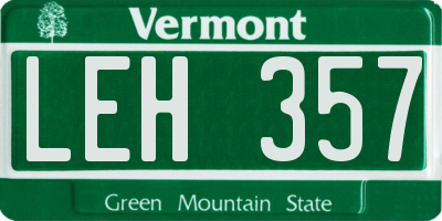 VT license plate LEH357