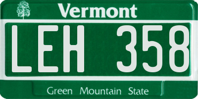 VT license plate LEH358