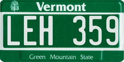 VT license plate LEH359