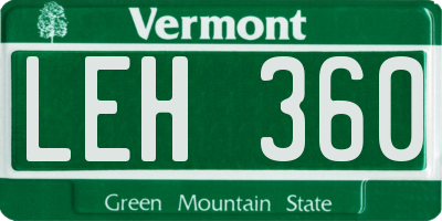 VT license plate LEH360