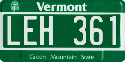 VT license plate LEH361
