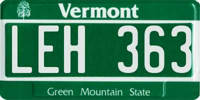 VT license plate LEH363