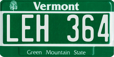 VT license plate LEH364