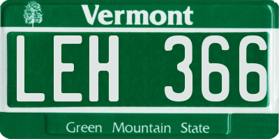 VT license plate LEH366