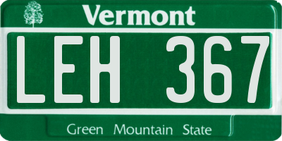 VT license plate LEH367