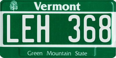 VT license plate LEH368