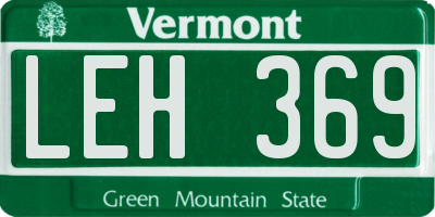 VT license plate LEH369