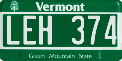 VT license plate LEH374