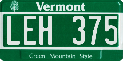 VT license plate LEH375