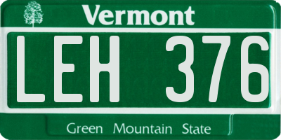 VT license plate LEH376