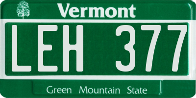 VT license plate LEH377