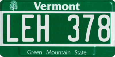 VT license plate LEH378