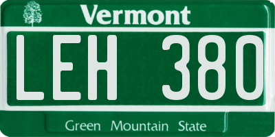 VT license plate LEH380