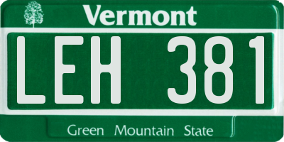 VT license plate LEH381