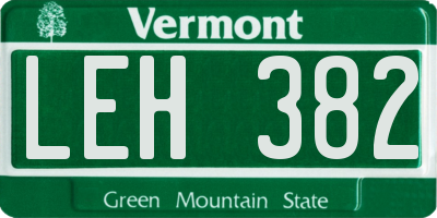 VT license plate LEH382