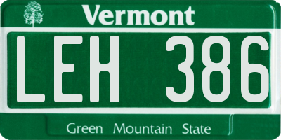 VT license plate LEH386