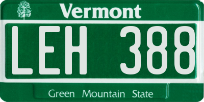 VT license plate LEH388