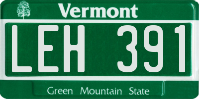 VT license plate LEH391