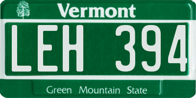 VT license plate LEH394