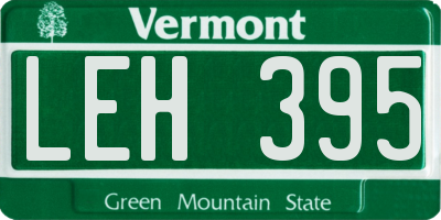 VT license plate LEH395