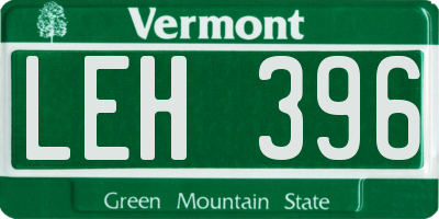 VT license plate LEH396