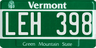 VT license plate LEH398