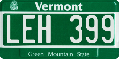 VT license plate LEH399