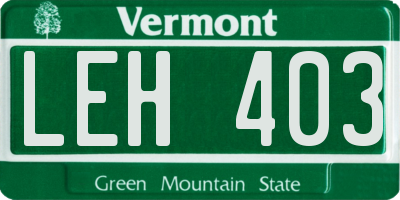 VT license plate LEH403