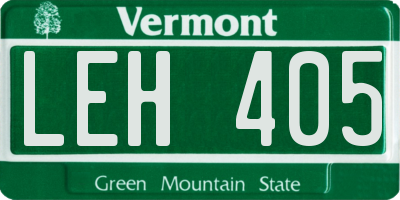 VT license plate LEH405