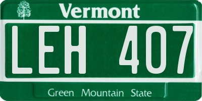 VT license plate LEH407