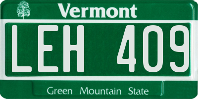 VT license plate LEH409