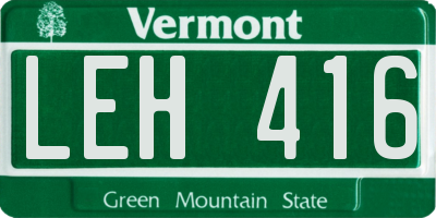 VT license plate LEH416