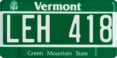 VT license plate LEH418