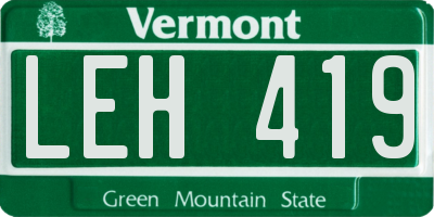 VT license plate LEH419