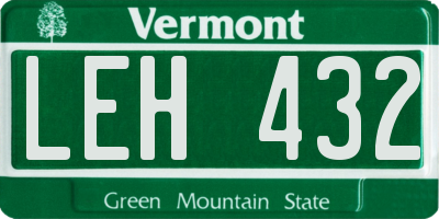 VT license plate LEH432