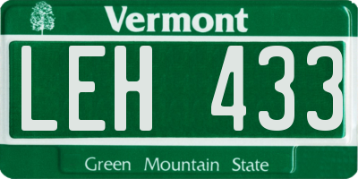 VT license plate LEH433