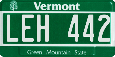 VT license plate LEH442