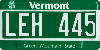 VT license plate LEH445