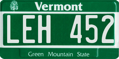 VT license plate LEH452