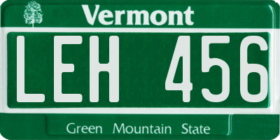 VT license plate LEH456