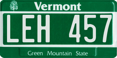 VT license plate LEH457