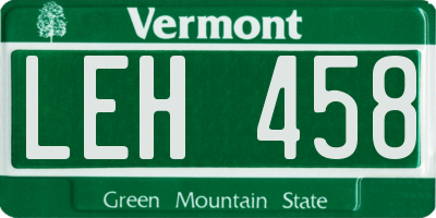 VT license plate LEH458