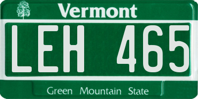 VT license plate LEH465
